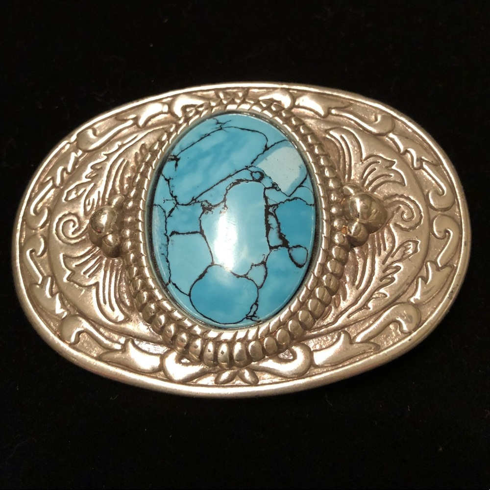 Silver Turquoise Belt Buckle